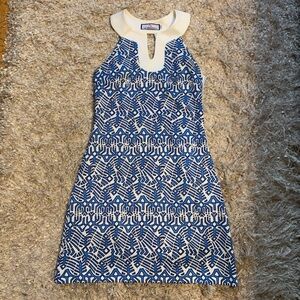CK Bradley Blue and White Sun Dress with Peter Pan collar size Small